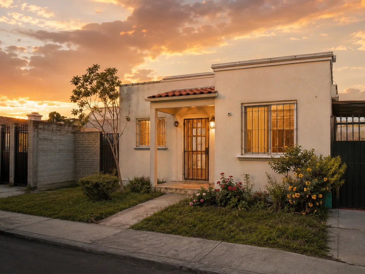 Casa de una planta con jardin