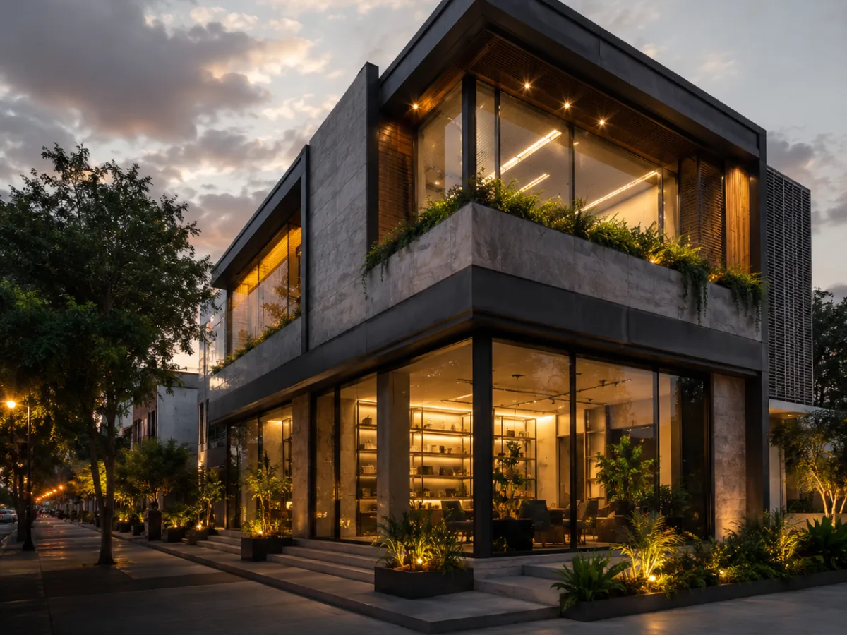 Local comercial con fachada de cristal